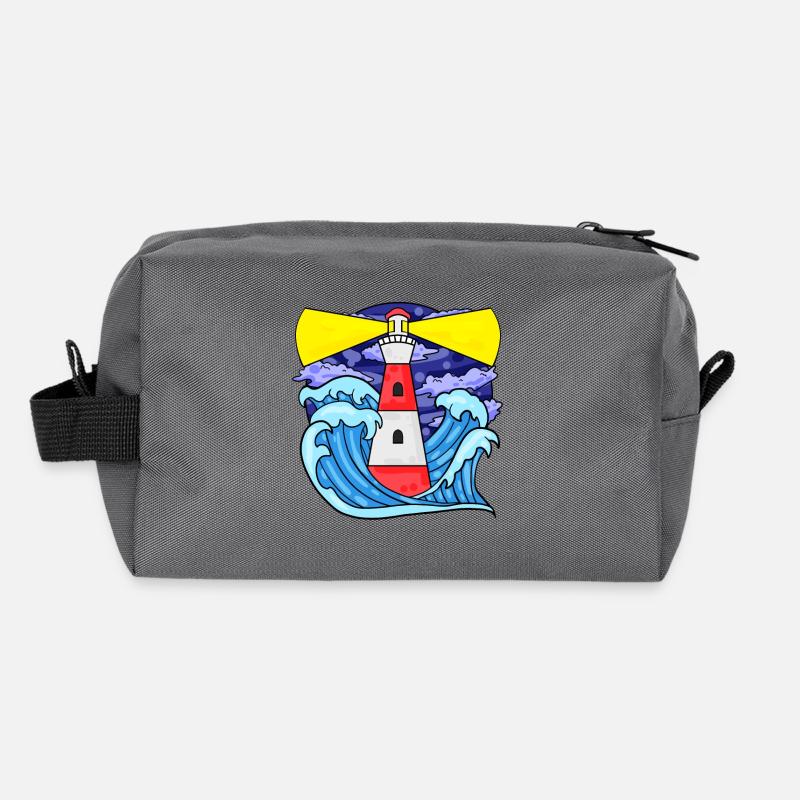 Lighthouse with waves North Sea Baltic Sea gift Recycled Toiletry Zip Bag