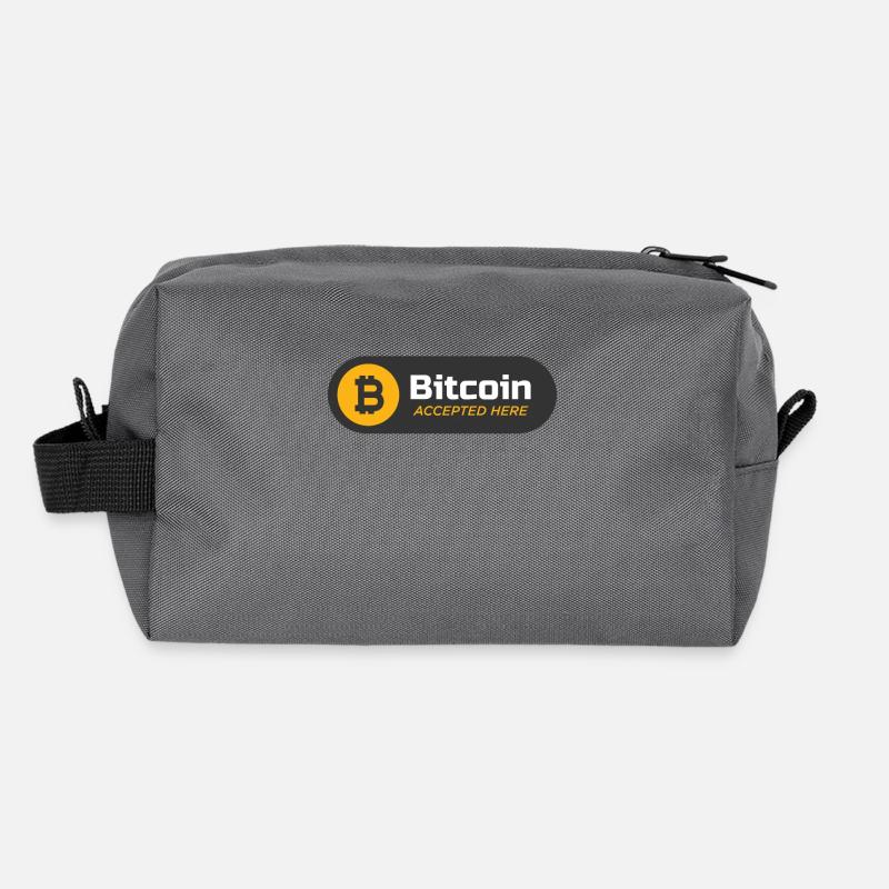 Bitcoin accepted here Bitcoin logo Crypto BTC Recycled Toiletry Zip Bag
