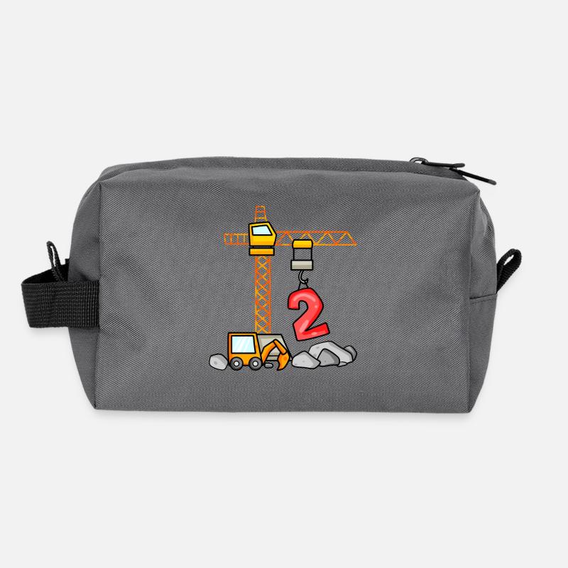 Kinder Geburtstagsshirt Bagger 2 Junge Baustelle 2 - Recycelte Kulturtasche - Anthrazit