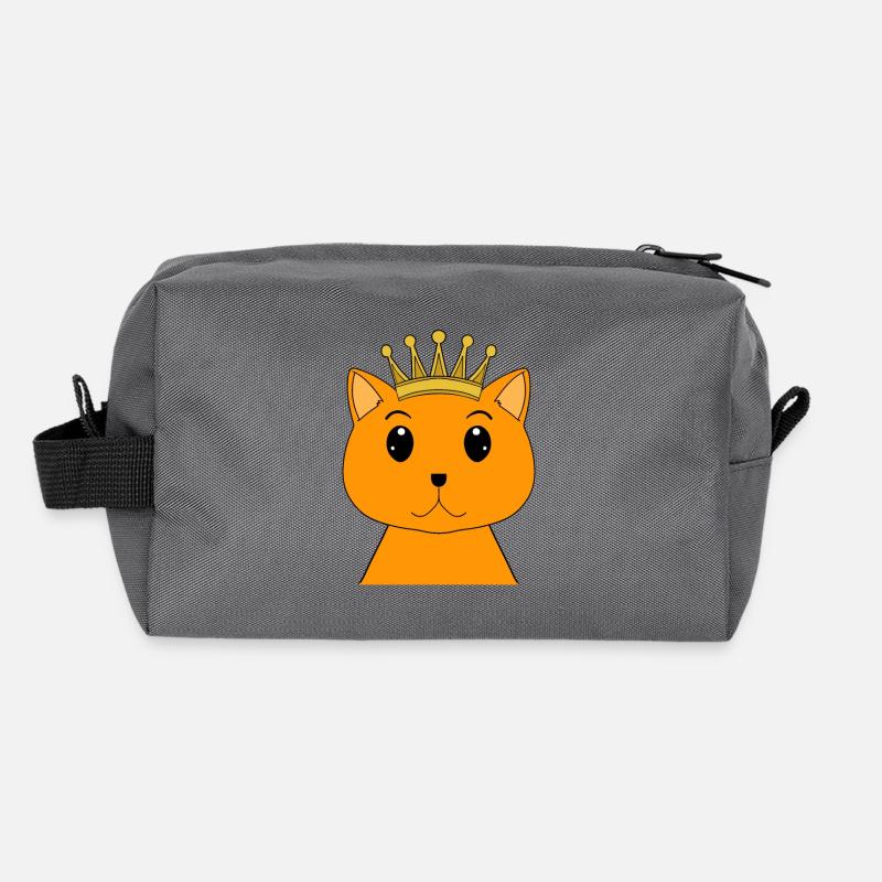 Chat avec couronne - Chat persan avec couronne Trousse de toilette en tissu recyclé