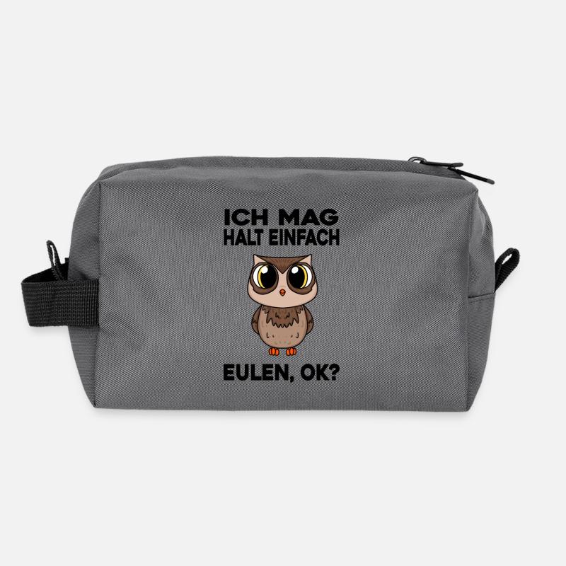 Eule - Recycelte Kulturtasche - Anthrazit