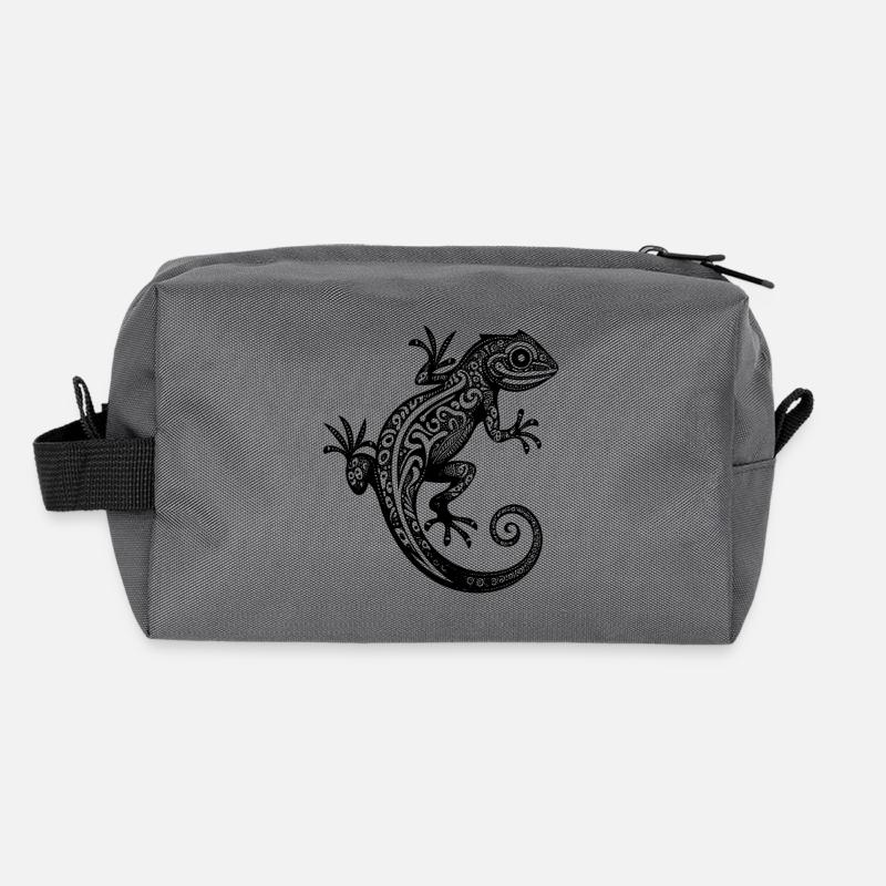 Cute tribal tattoo gecko on the wall Recycled Toiletry Zip Bag