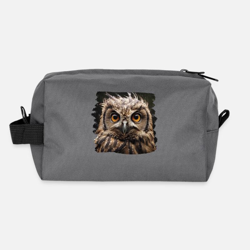 Eulen Kauz Owl Uhu Nachteule Eule - Recycelte Kulturtasche - Anthrazit