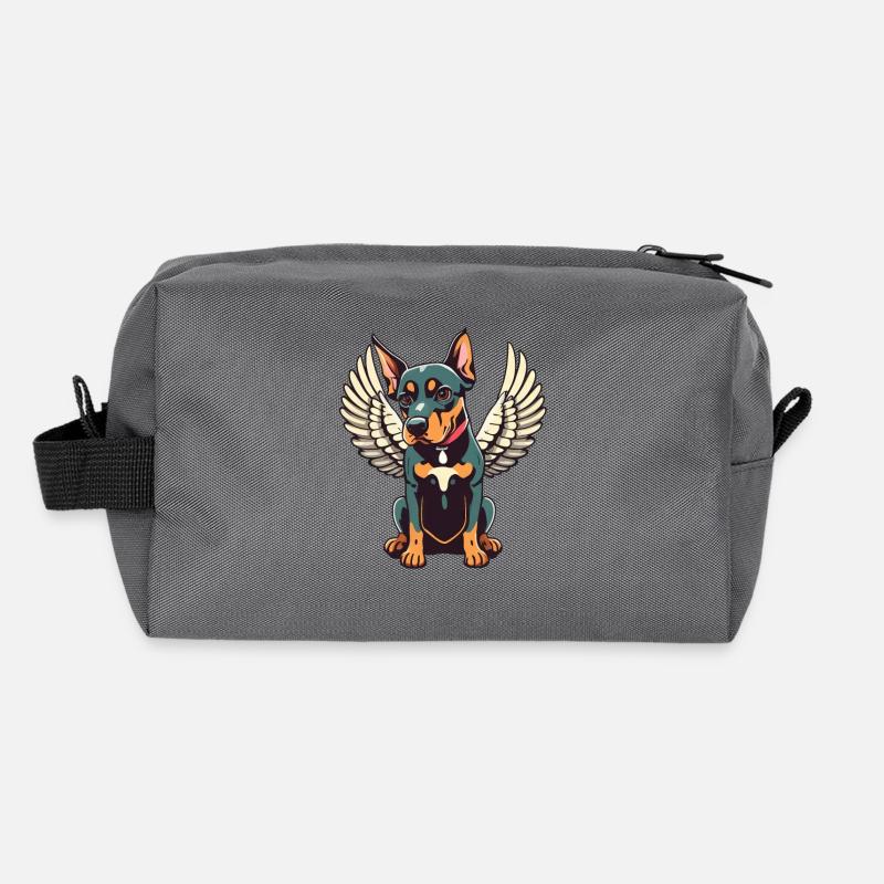 Doberman ange, ailes bande dessinée, chien Illustration Trousse de toilette en tissu recyclé