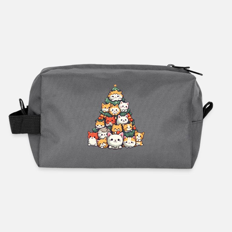 Cat Magic: Furry Noses on the Christmas Tree Recycled Toiletry Zip Bag