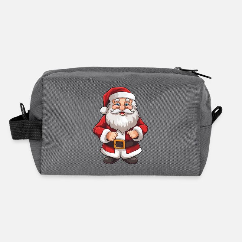 Mignon Père Noël avec barbe et chapeau Trousse de toilette en tissu recyclé