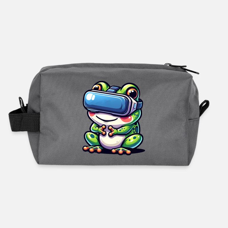 VR Gamer Frog: Virtual Worlds Recycled Toiletry Zip Bag