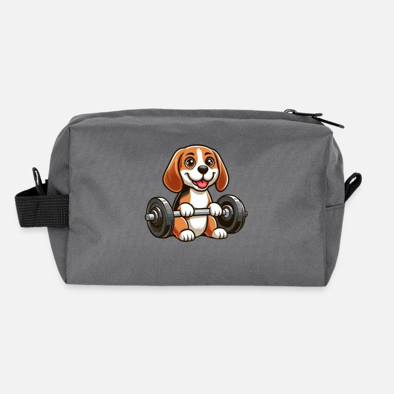 Beagle avec entraînement physique avec haltères Trousse de toilette en tissu recyclé
