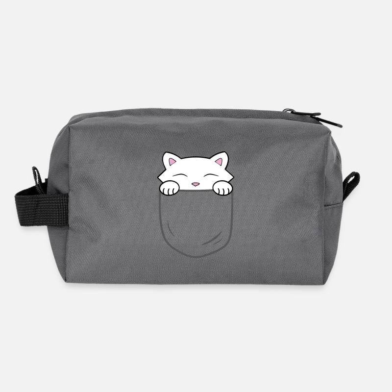 Chat mignon assis dans une poche Trousse de toilette en tissu recyclé