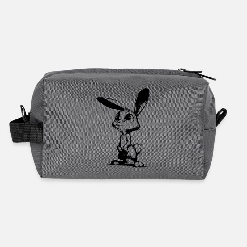 Lapin mignon avec de grands yeux et de grandes oreilles Trousse de toilette en tissu recyclé
