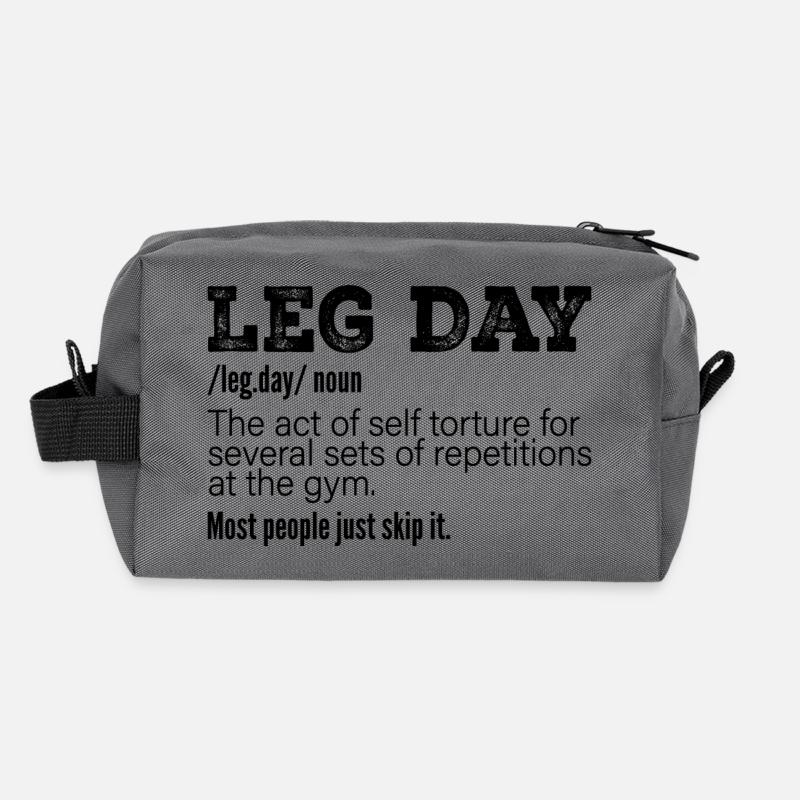 Leg Day Definition, Funny Gym Pump Cover Workout Trousse de toilette en tissu recyclé