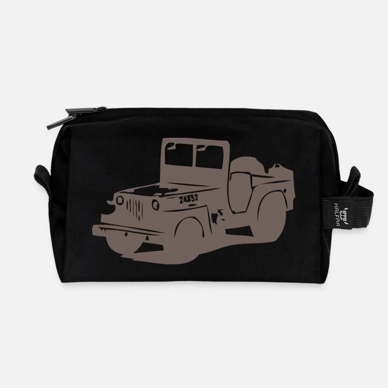 US Jeep Willys 2 - Recycelte Kulturtasche - Schwarz