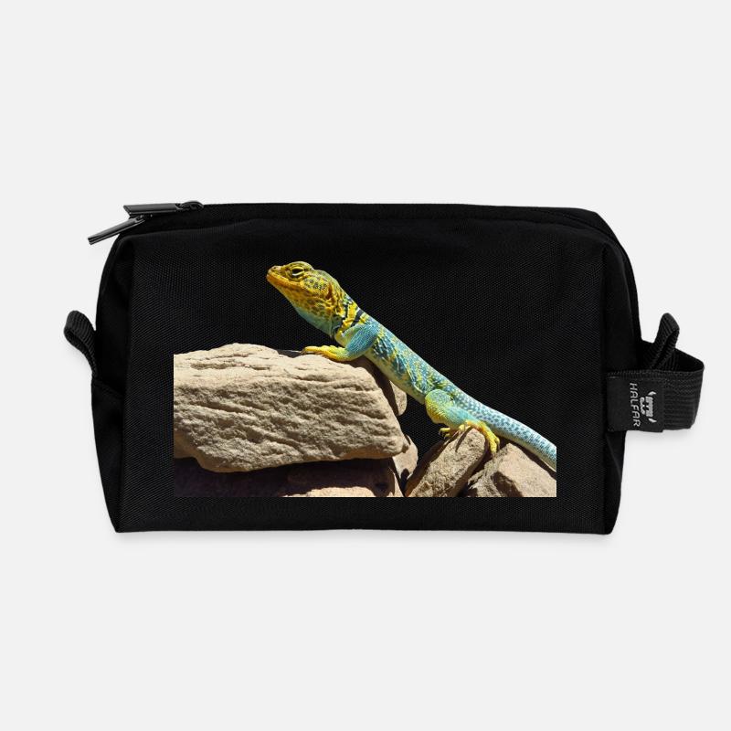 gecko lizard echse eidechse - Recycelte Kulturtasche - Schwarz