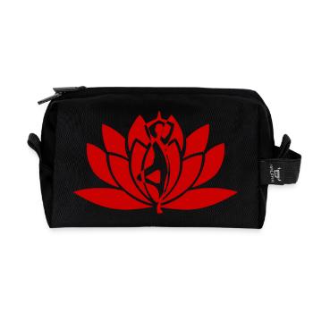 Yoga Blume rot - Recycelte Kulturtasche - Schwarz - Vorne