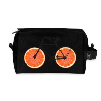 T-shirt de vélo drôle avec des oranges fruits - Trousse de toilette en tissu recyclé - noir - Devant