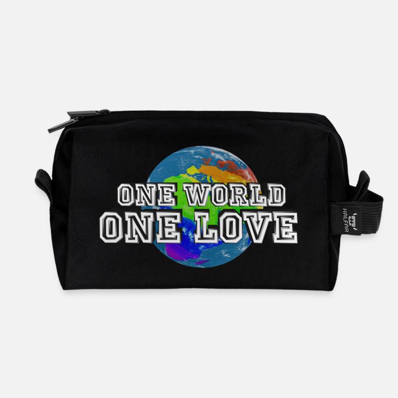 One World - One Love - Recycelte Kulturtasche - Schwarz