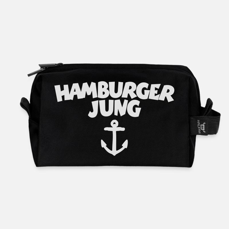 Hamburger Jung mit Anker - Recycelte Kulturtasche - Schwarz