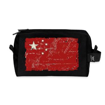 China Vintage Flag - Recycled Toiletry Zip Bag - black - Front