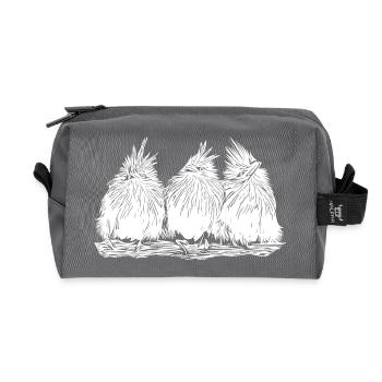 Drôle d’oiseaux drôles - Trousse de toilette en tissu recyclé - anthracite - Devant
