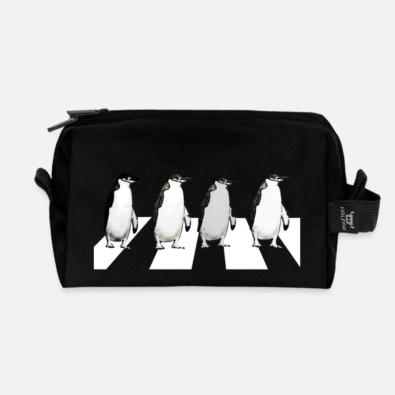 Abbey Road Penguins - Recycled Toiletry Zip Bag - black