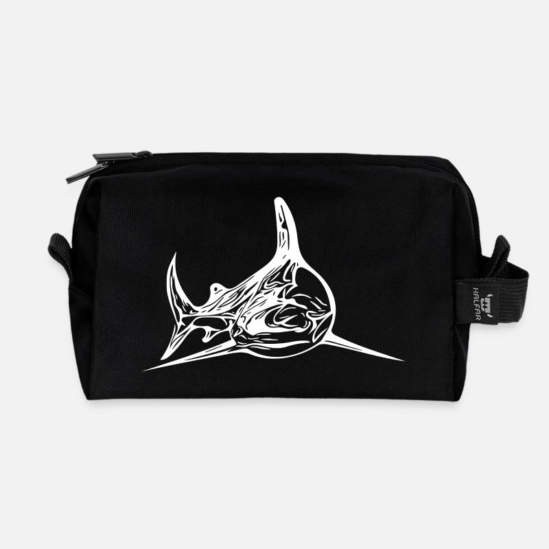 Eleganter vintage Tigerhai - Recycelte Kulturtasche - Schwarz