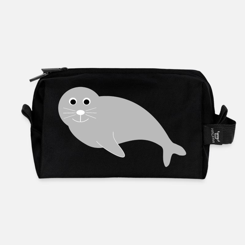 Seehund Seehunde Robbe Robben Tiere - Recycelte Kulturtasche - Schwarz