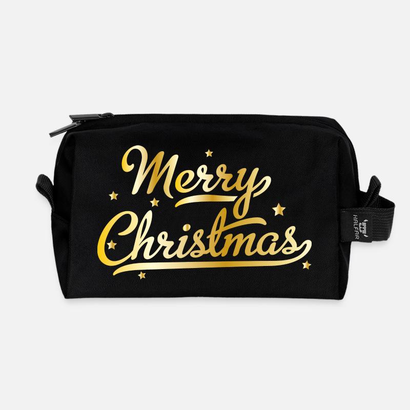 Merry Christmas - Recycelte Kulturtasche - Schwarz