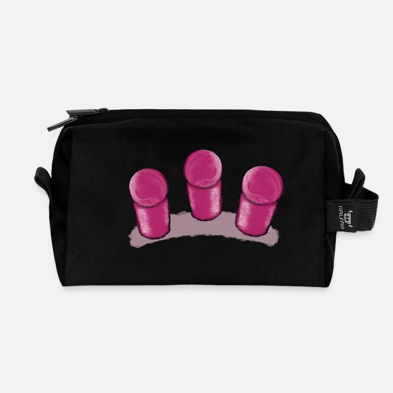 Colored ball and cylinder pattern - game figure - Recycled Toiletry Zip Bag - black