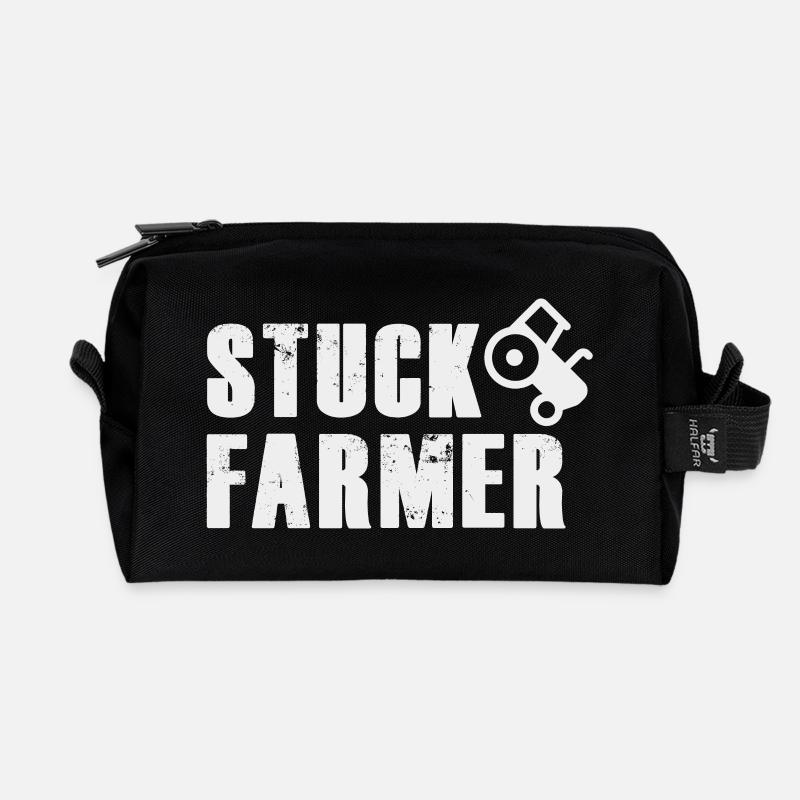 STUCK FARMER LIGHT GREY - Recycled Toiletry Zip Bag - black