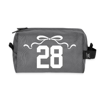 Number 28 Knot - 28th Anniversary - Recycled Toiletry Zip Bag - anthracite - Front
