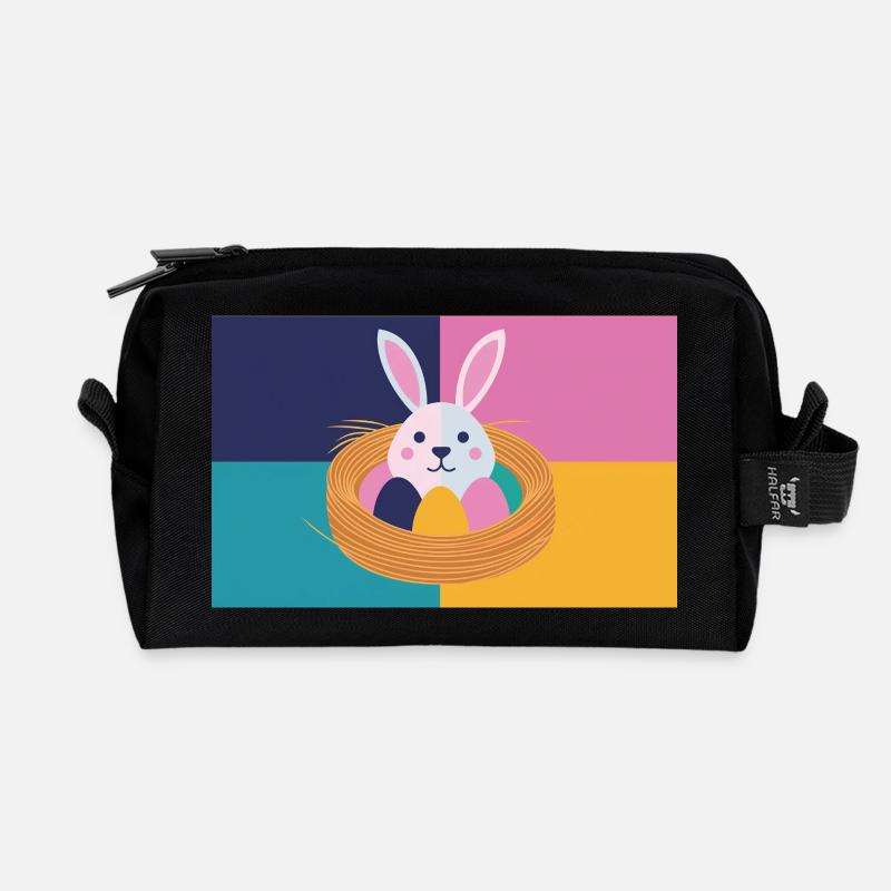 Osterhase No.05 - Recycelte Kulturtasche - Schwarz