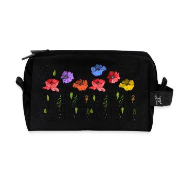 Blumen - Recycelte Kulturtasche - Schwarz - Vorne