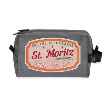 St Moritz Mountain Ski Label - Recycled Toiletry Zip Bag - anthracite - Front