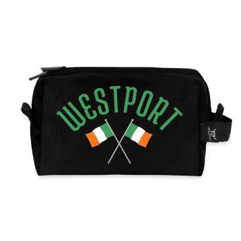 Emblème des drapeaux irlandais de Westport - Trousse de toilette en tissu recyclé - noir - Devant