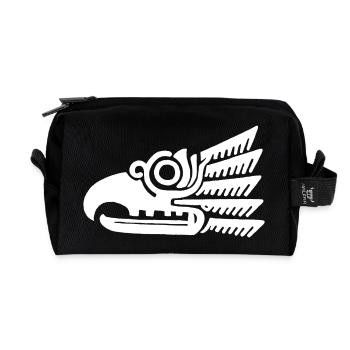 Weißer Stammesvogelkopf - Recycelte Kulturtasche - Schwarz - Vorne
