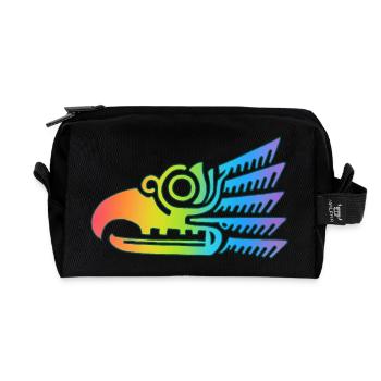 Multicolor tribal bird head - Recycled Toiletry Zip Bag - black - Front