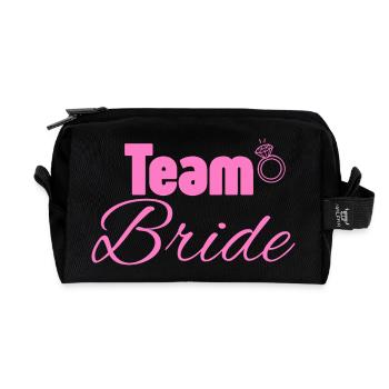Team Bride: Pink Ring Logo - Recycelte Kulturtasche - Schwarz - Vorne