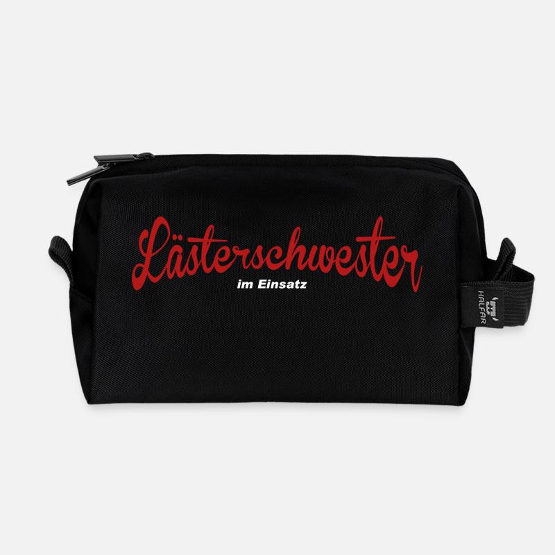 Lästerschwester im Einsatz.png - Recycelte Kulturtasche - Schwarz
