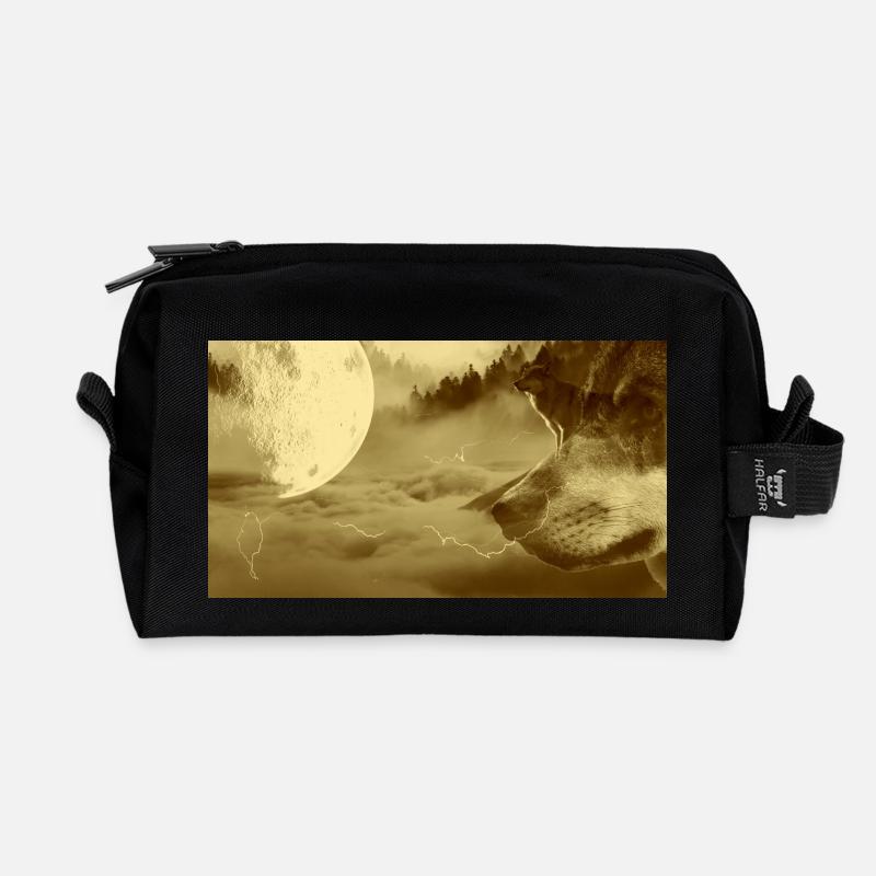 Wolf Fantasie - Recycelte Kulturtasche - Schwarz