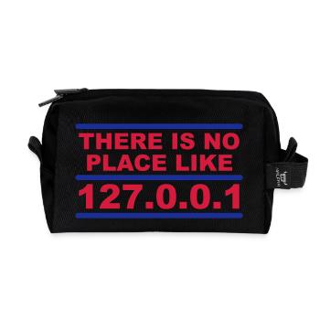 There is no place like 127.0.0.1 - Recycled Toiletry Zip Bag - black - Front
