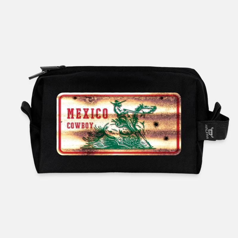 Mexiko Cowboy Schild - Recycelte Kulturtasche - Schwarz
