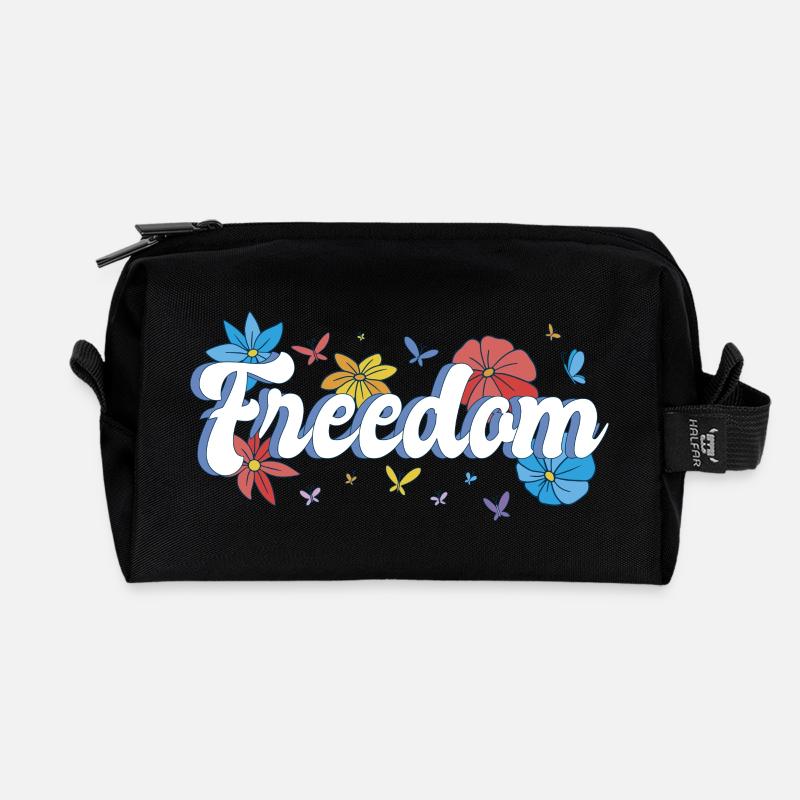 Freedom Blumen Schmetterlinge Freiheitsdesign - Recycelte Kulturtasche - Schwarz