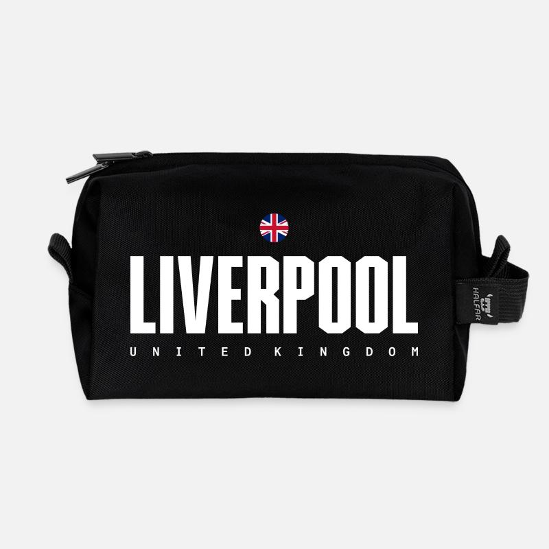 Liverpool Bold Block Text - Recycled Toiletry Zip Bag - black