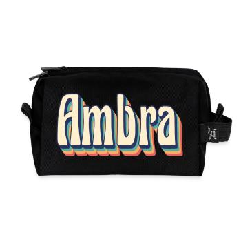 Vintage rétro ambre T-Shirt T-Shirt idée cadeau - Trousse de toilette en tissu recyclé - noir - Devant