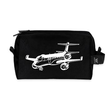 Flugzeug Zeichnung - Recycelte Kulturtasche - Schwarz - Vorne
