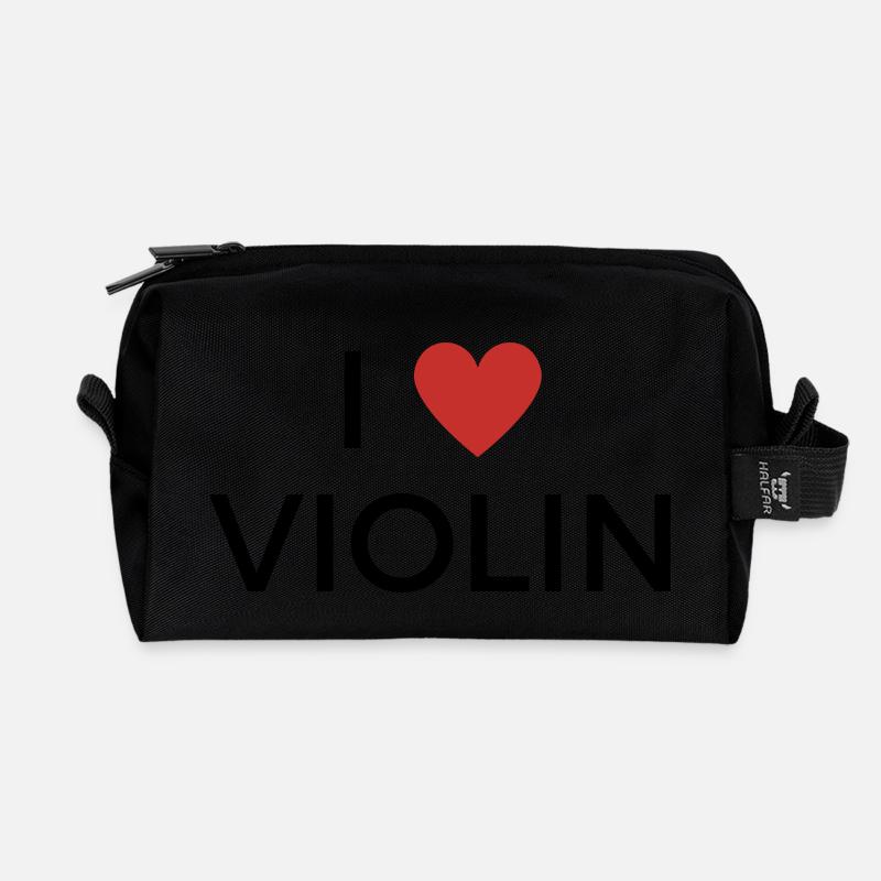 I love Violin - Ich liebe Violine - Recycelte Kulturtasche - Schwarz