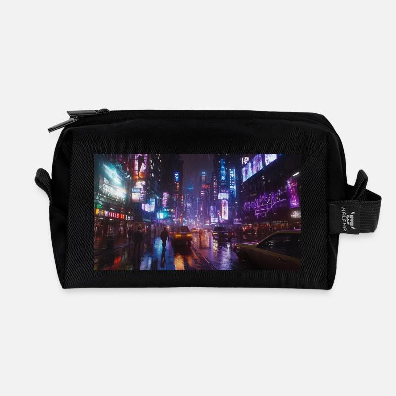 Cyberpunk Stadt2 - Recycelte Kulturtasche - Schwarz