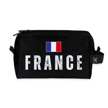 Drapeau de la France, fierté française - Trousse de toilette en tissu recyclé - noir - Devant