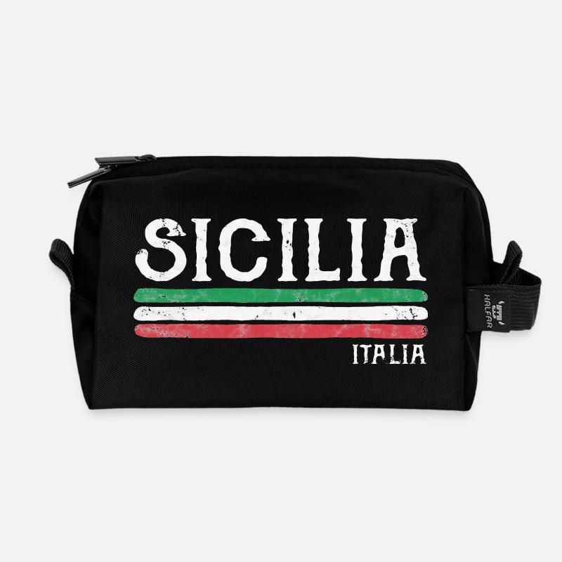 Sicilia Italia Distressed Flagge - Recycelte Kulturtasche - Schwarz