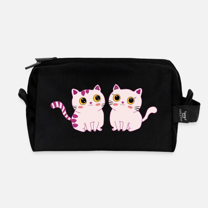 cats cute - Recycelte Kulturtasche - Schwarz